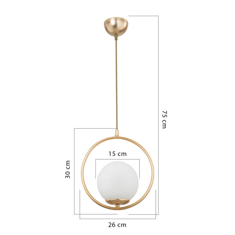 Lustra cu o singura lumina PWL-1193, E27 auriu, 26x75 cm