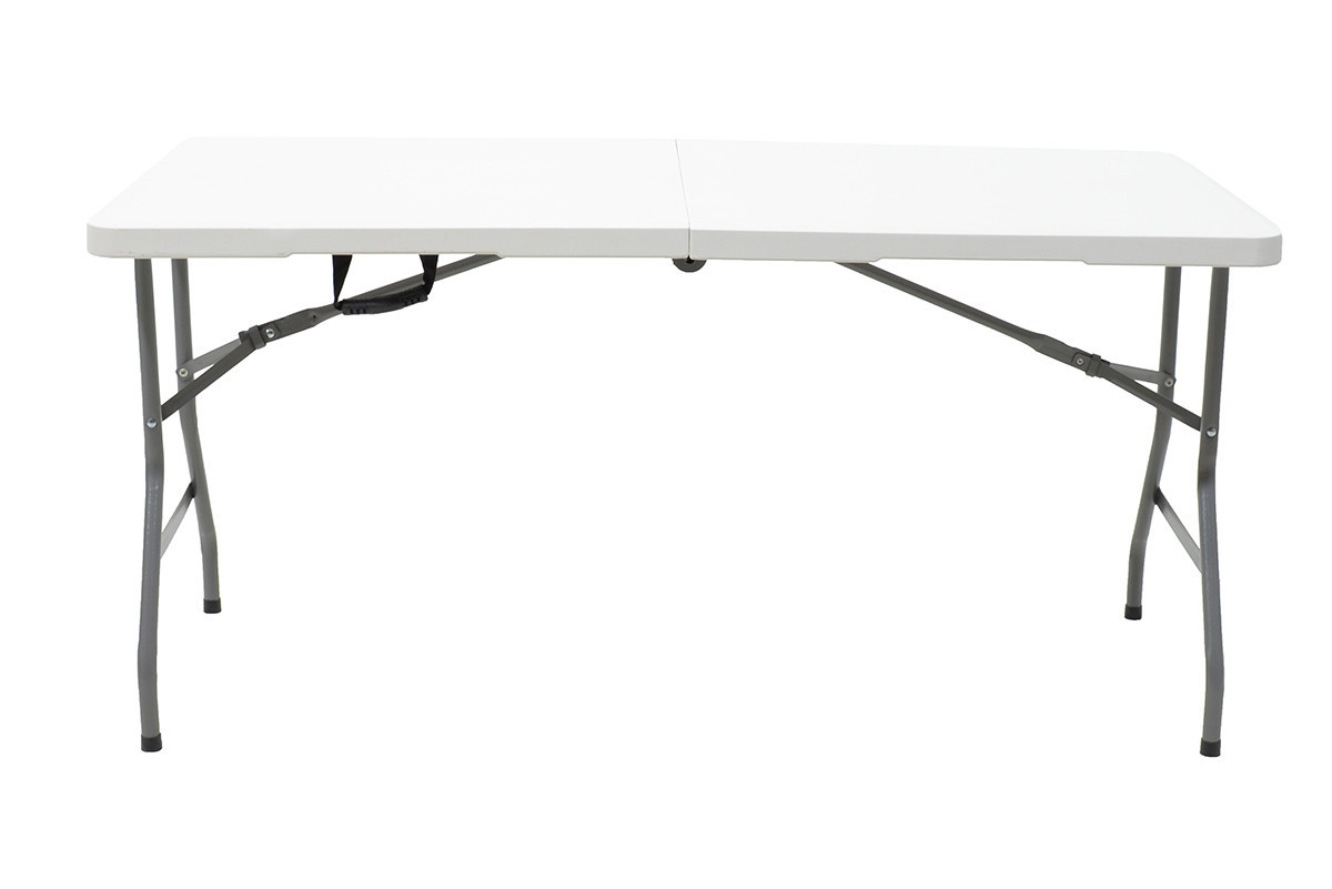 Masa de camping pliabila profesionala Rodeo cadru metalic, gri deschis 152x60x74cm - 5