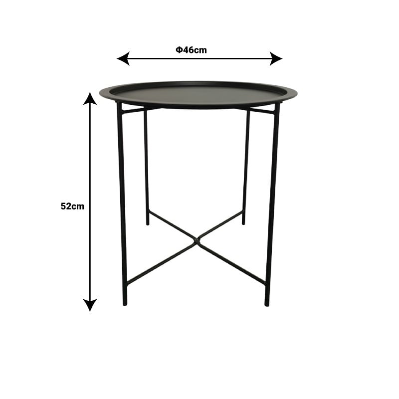 Masa de exterior, Model Caius, culoare negru, metal, D46x52 cm