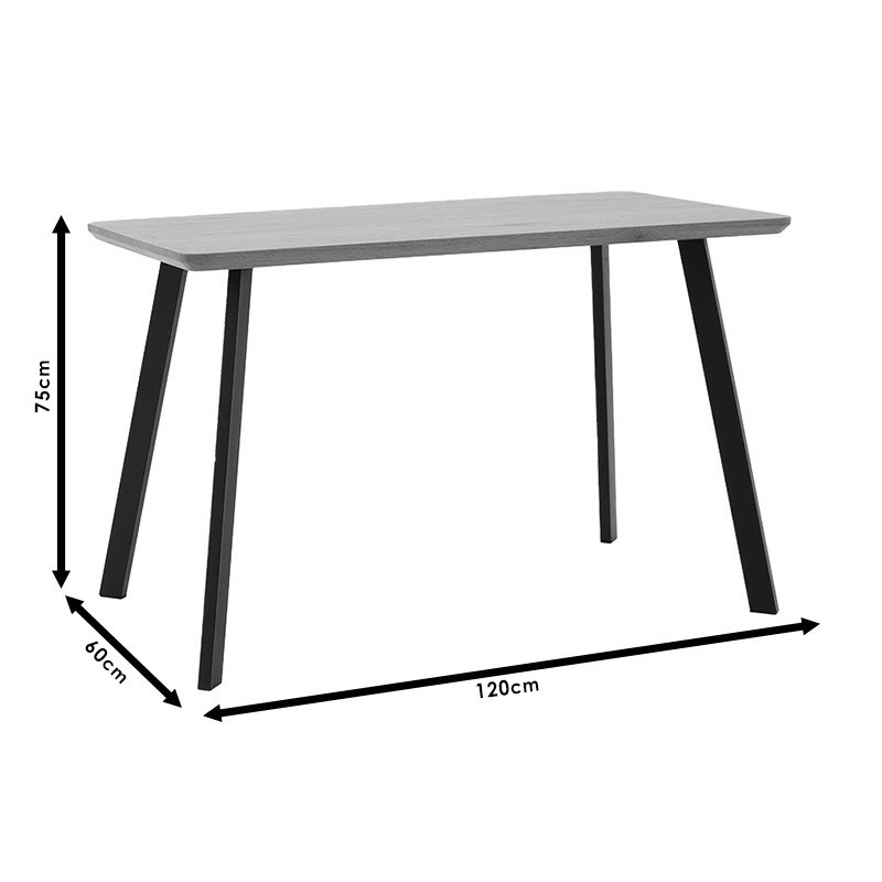 Masa Model Kalel, 120x60x75 cm, Stejar sonoma/Negru - 4 | YEO