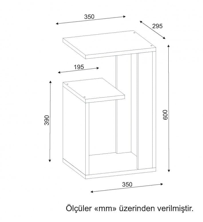 Masuta Auxiliara Model Mullins, 35x29.5x60 cm, Alb - 3 | YEO