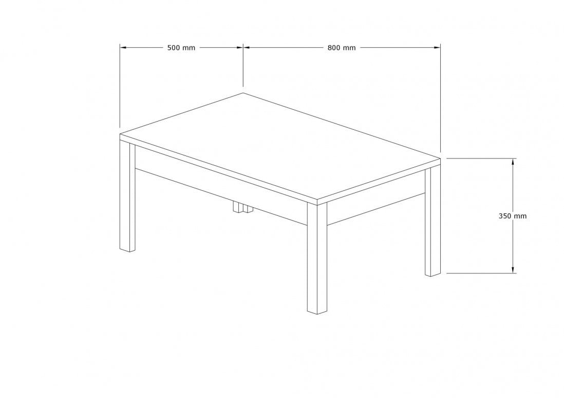 Masuta de Cafea Model Alvin, 80x50x35 cm, Alb/Stejar