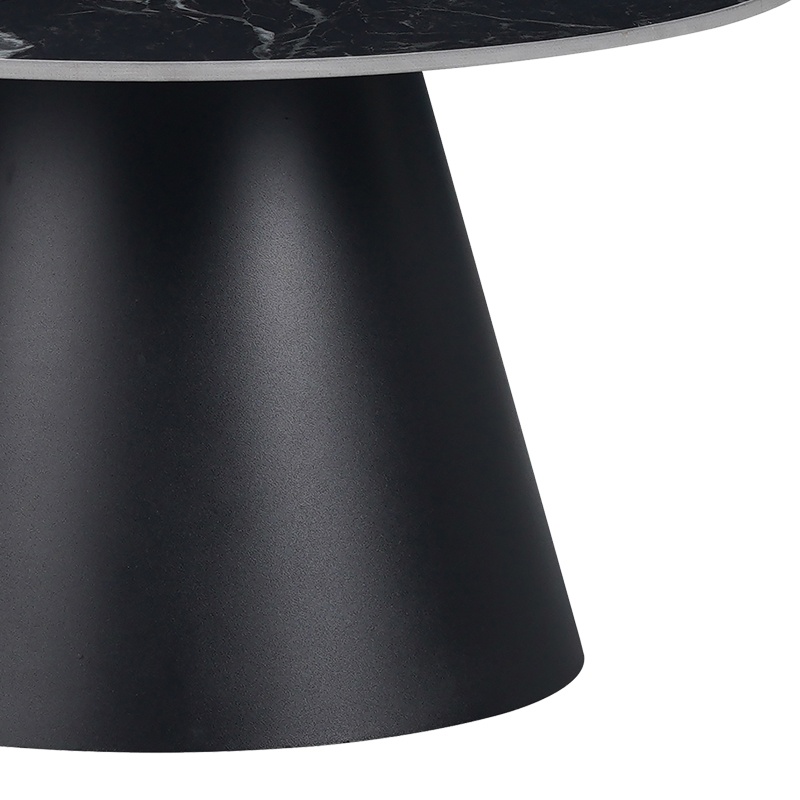 Masuta de Cafea Model Fabrin, Negru marmorat/Negru, D70x40 cm - 2 | YEO