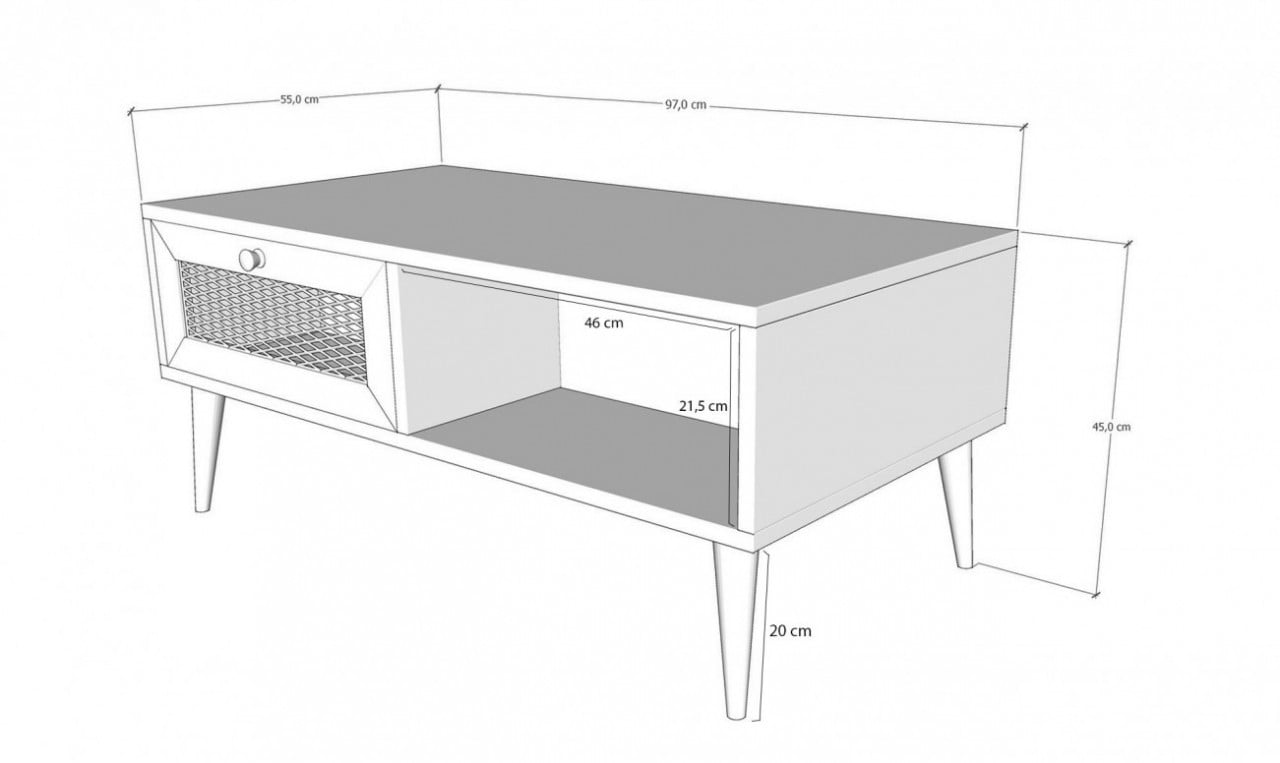 Masuta de Cafea Model Gonzalez, 97x55x45 cm, Stejar