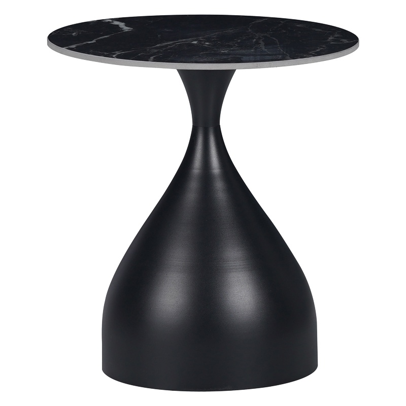 Masuta de Cafea Model Kirkene, Negru marmorat, D50x50 cm