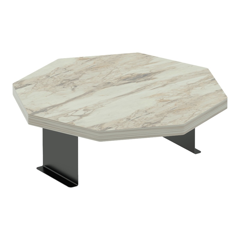 Masuta de Cafea Model Linea, Gri marmorat/Negru , D34x10 cm