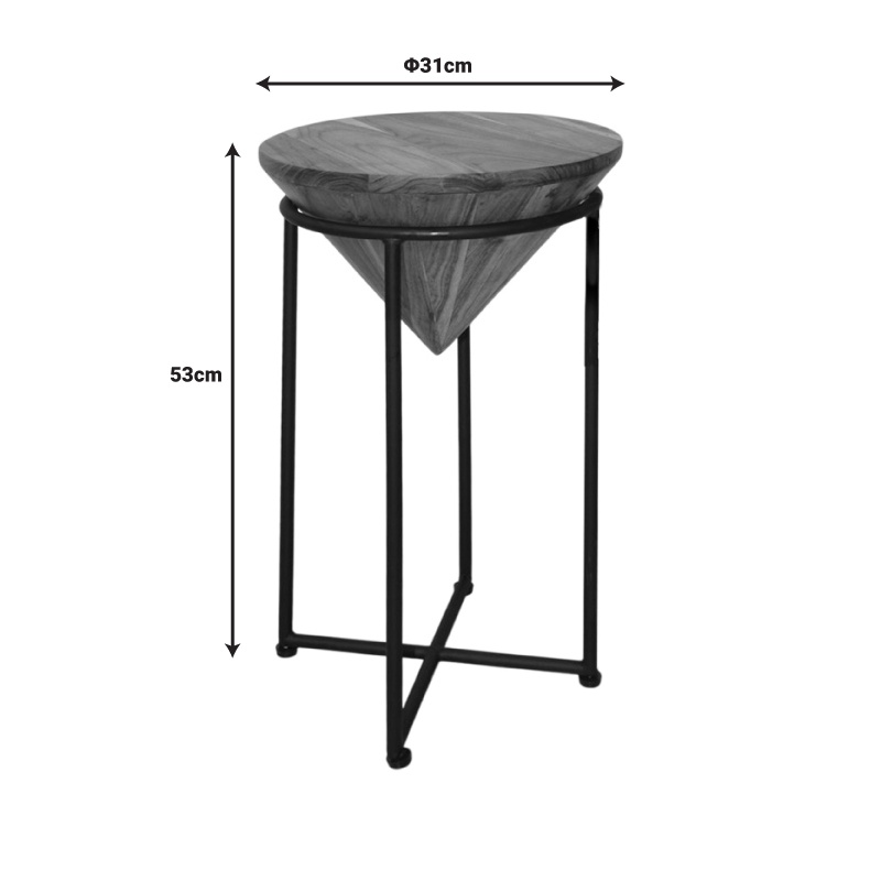 Masuta de Cafea Model Miles, Natur/Negru, Φ31x53 cm - 3 | YEO
