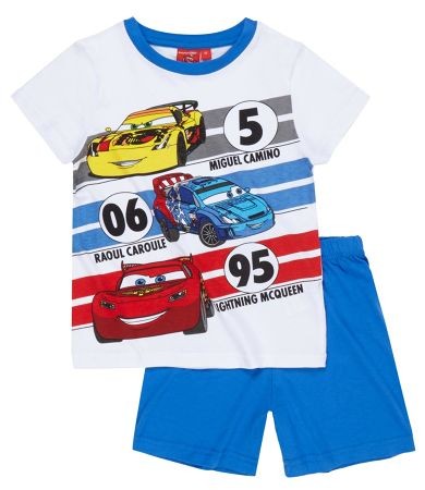 Pijama alba cu maneca scurta Cars