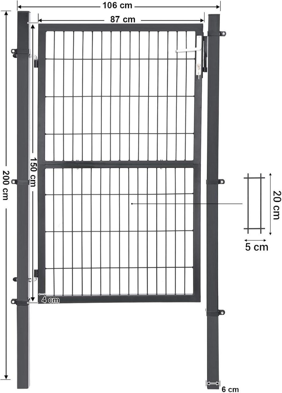 Poarta pentru gradina Songmics Gri 106x150 cm - 4 | YEO