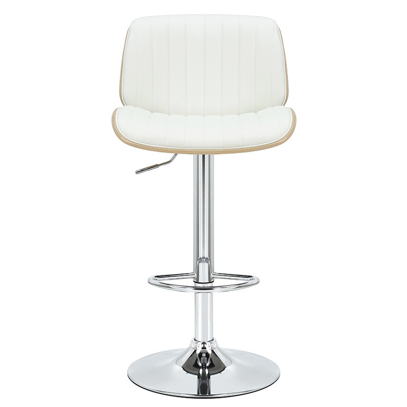 Scaun de bar, inaltime ajustabila,, Model Fern, Alb/Natur, 48x50x108 cm - 3 | YEO