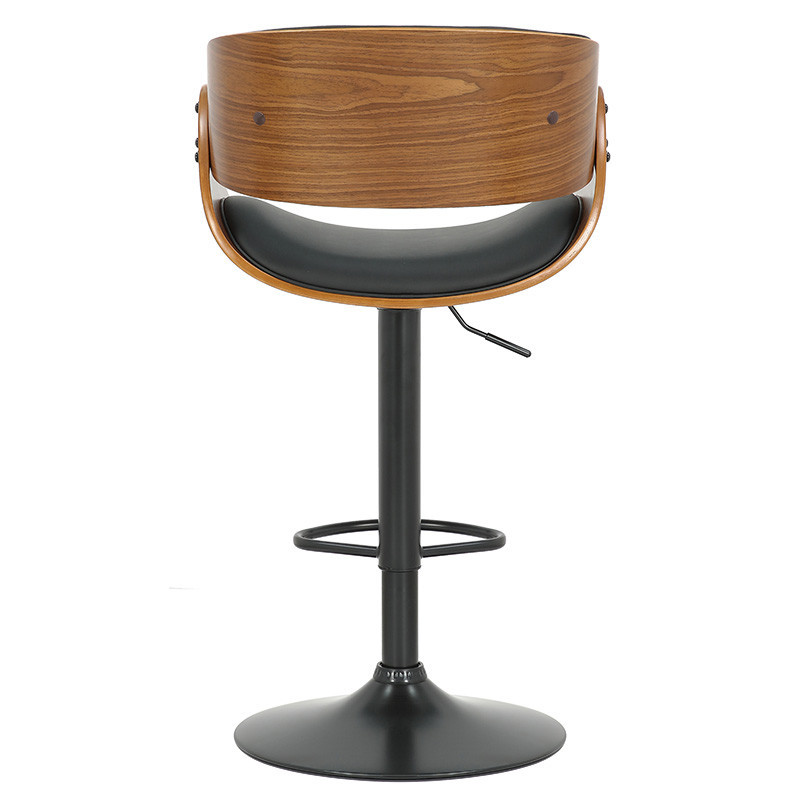 Scaun de bar, inaltime ajustabila, Model Hadley, Nuc/Negru, 54x59x113 cm - 1 | YEO