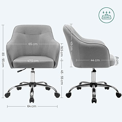 Scaun de birou, Songmics, Gri, 65x69x(83-93) cm - 4 | YEO