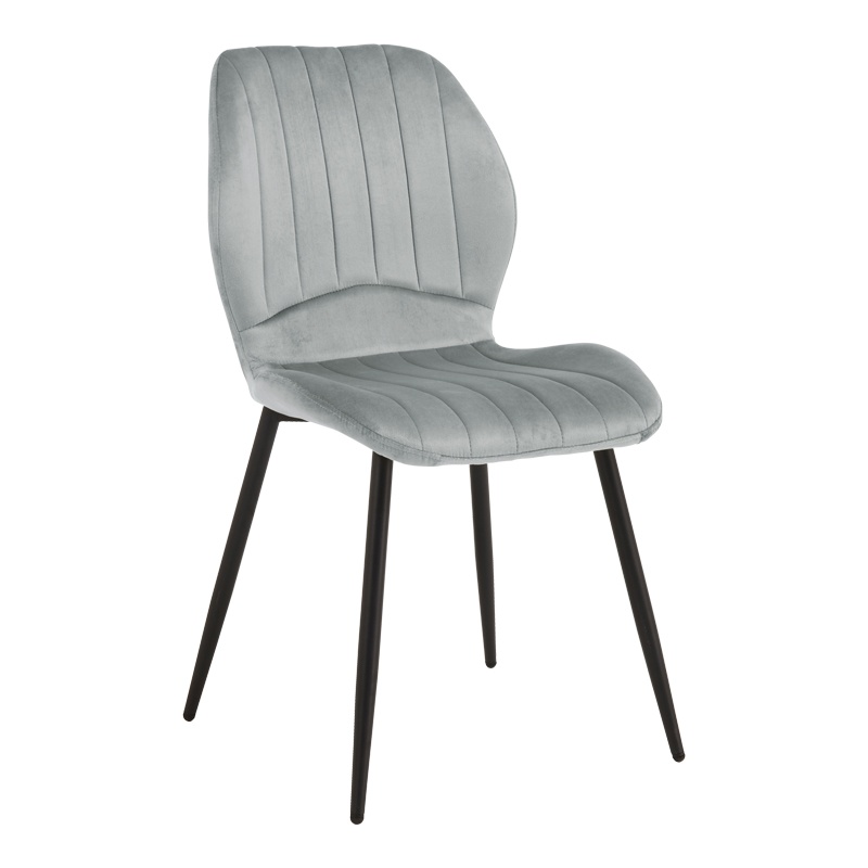 Scaun dining Jelour, tapițat cu catifea, Gri/Negru, 55 × 54,5 × 84,5 cm