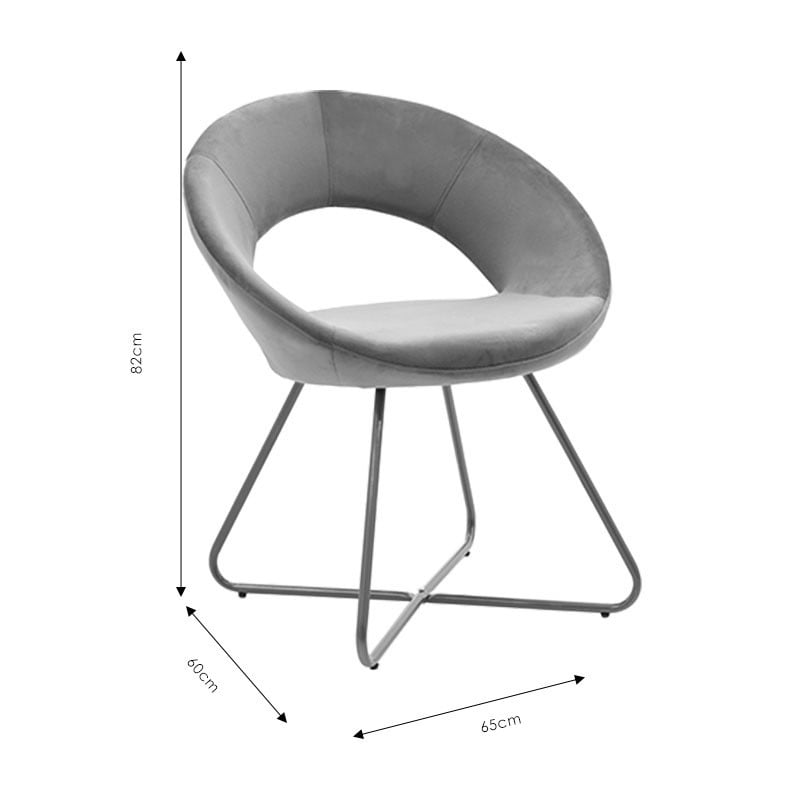 Scaun Model Valentina, Gri/Auriu, 65x60x82 cm