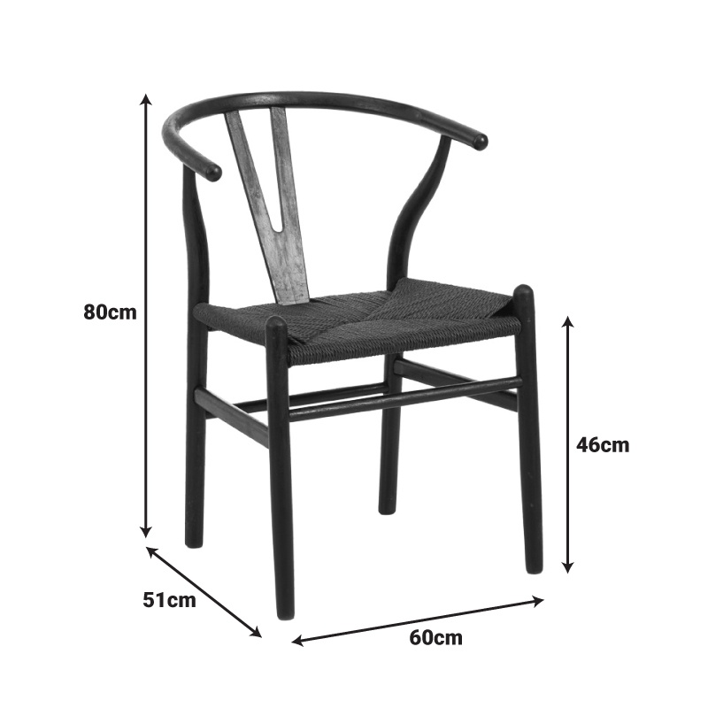Scaun Model Wishbone, Negru, 60x51x80 cm - 4 | YEO