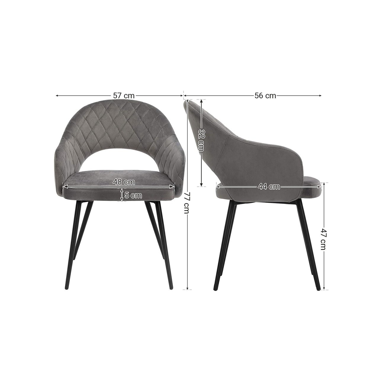 Scaun Songmics Gri 57x56x77 cm