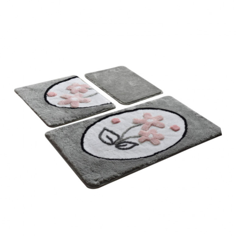 Set 3 Covorase de Baie Ladure Gri (Acryl)
