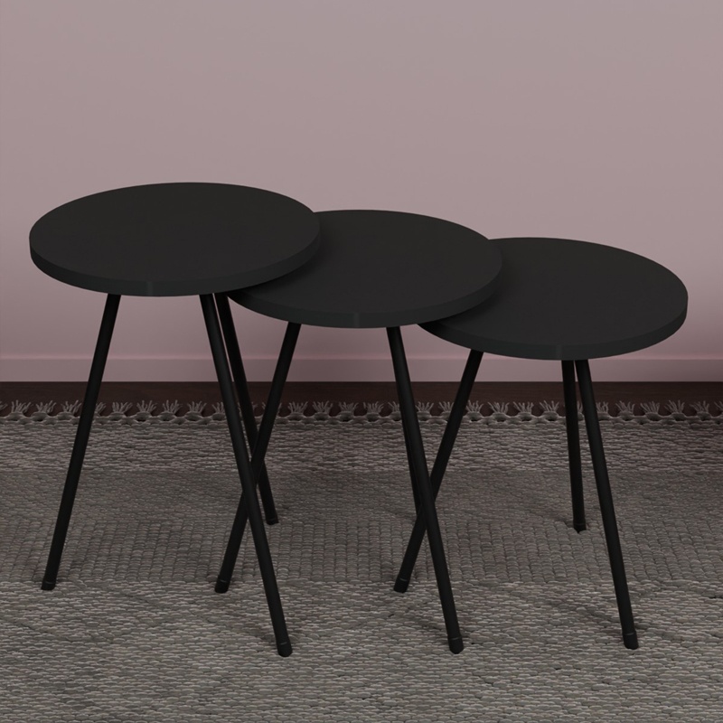 Set 3 Masute de Cafea Model Sebko, Antracit/Negru - 2 | YEO