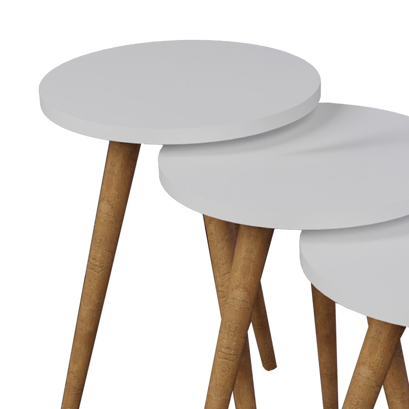 Set 3 Masute Laterale Model Perjene, Natur/Alb - 2 | YEO