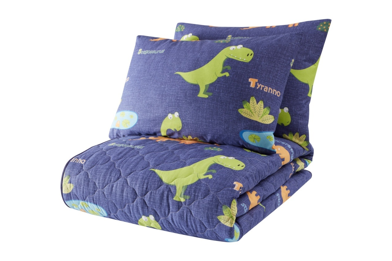 Set Cuvertura Pat Dublu Model Dinolar Dark Blue