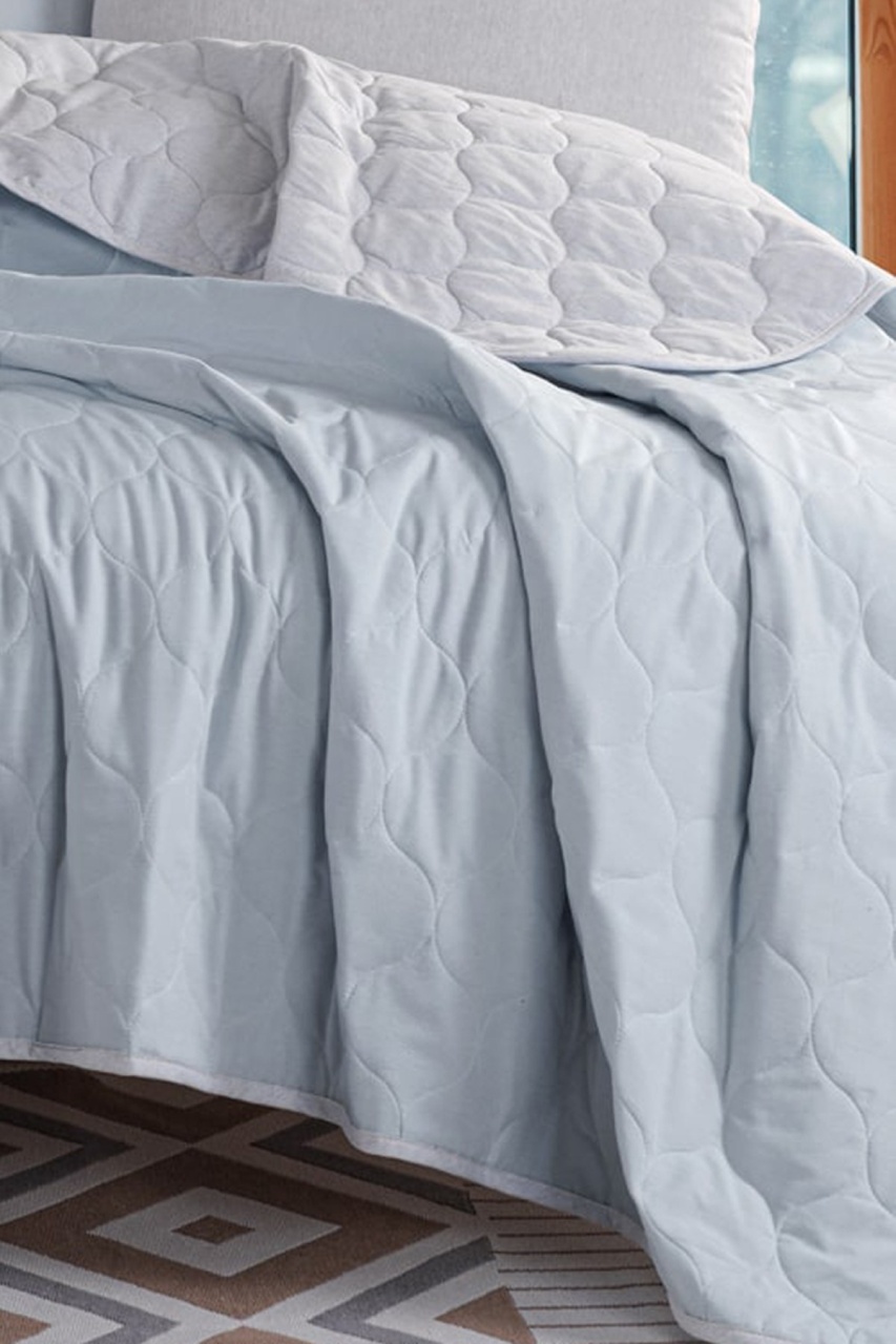 Set Cuvertura Pat Dublu Model Solid Light Blue, Grey - 3 | YEO