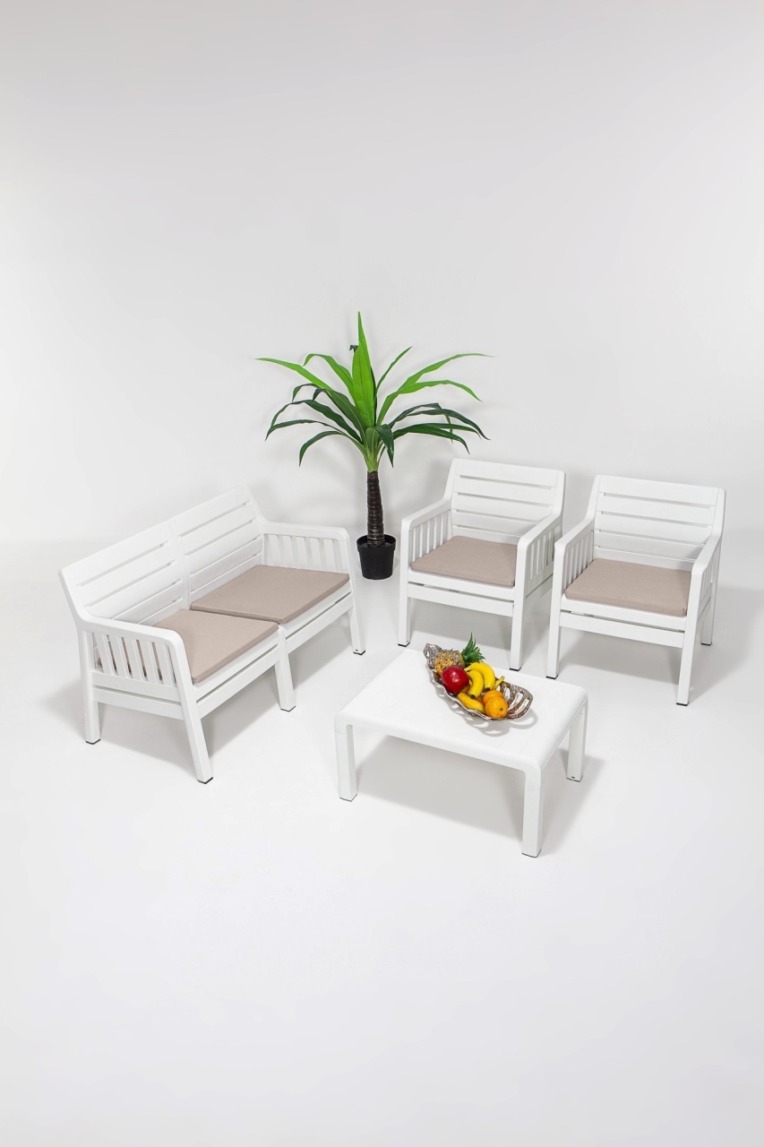 Set de gradina Lara 211S Takim Alb 126x79x65 cm