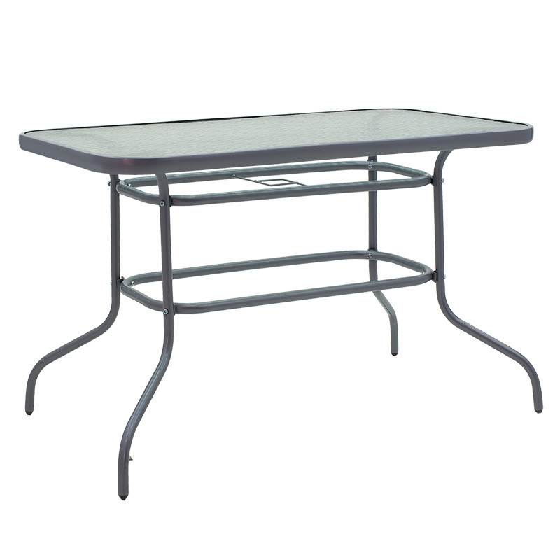 Set de gradina masa si scaune 5 bucati Valor-Calan metal negru-textilena gri inchis 110x60x70cm - 3 | YEO