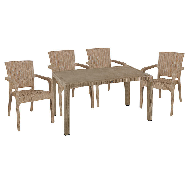 Set de gradina masa si scaune Explore, Halcyon set 5 piese plastic cappuccino 150x90x73.5cm