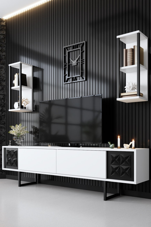 Set de mobilier pentru living Black, Alb- Negru - 1 | YEO