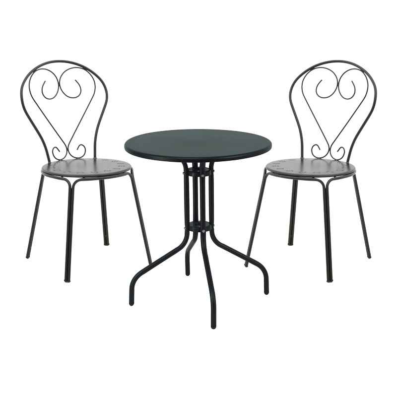 Set masă și scaune de exterior, 3 Piese, Model Vergo-Chari, Negru