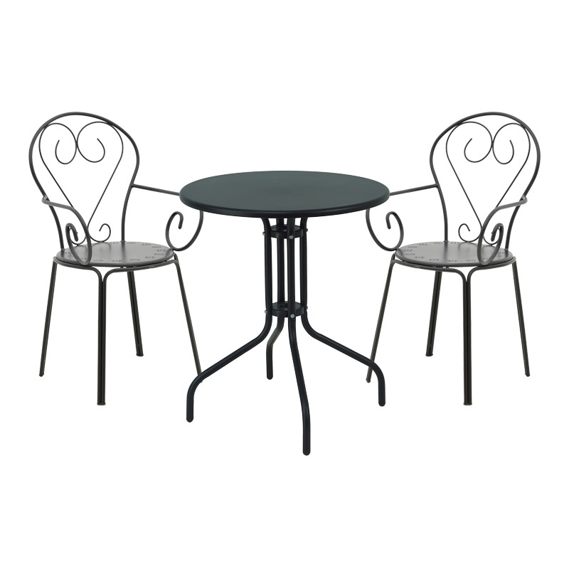 Set masă și scaune de exterior, 3 Piese, Model Vergo-Monasty, Negru