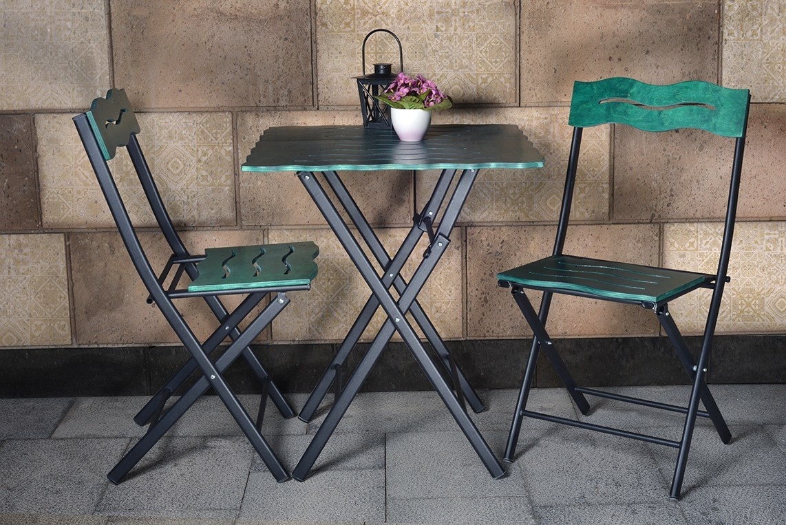 Set masa si scaune de gradina (3 piese) Bistro Set 6 Verde 60x60x73 cm - 2 | YEO