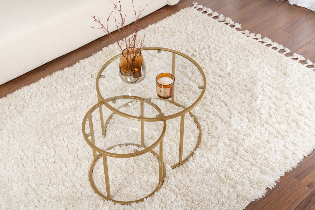 Set Masute de cafea Model Aurum 60, Auriu/Transparent - Imagine 4