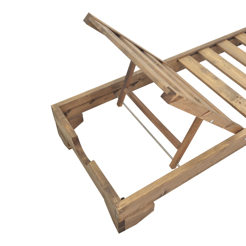 Șezlong din lemn masiv de brad Model Fendy, Nuc, 71.5x200x24 cm - 3 | YEO