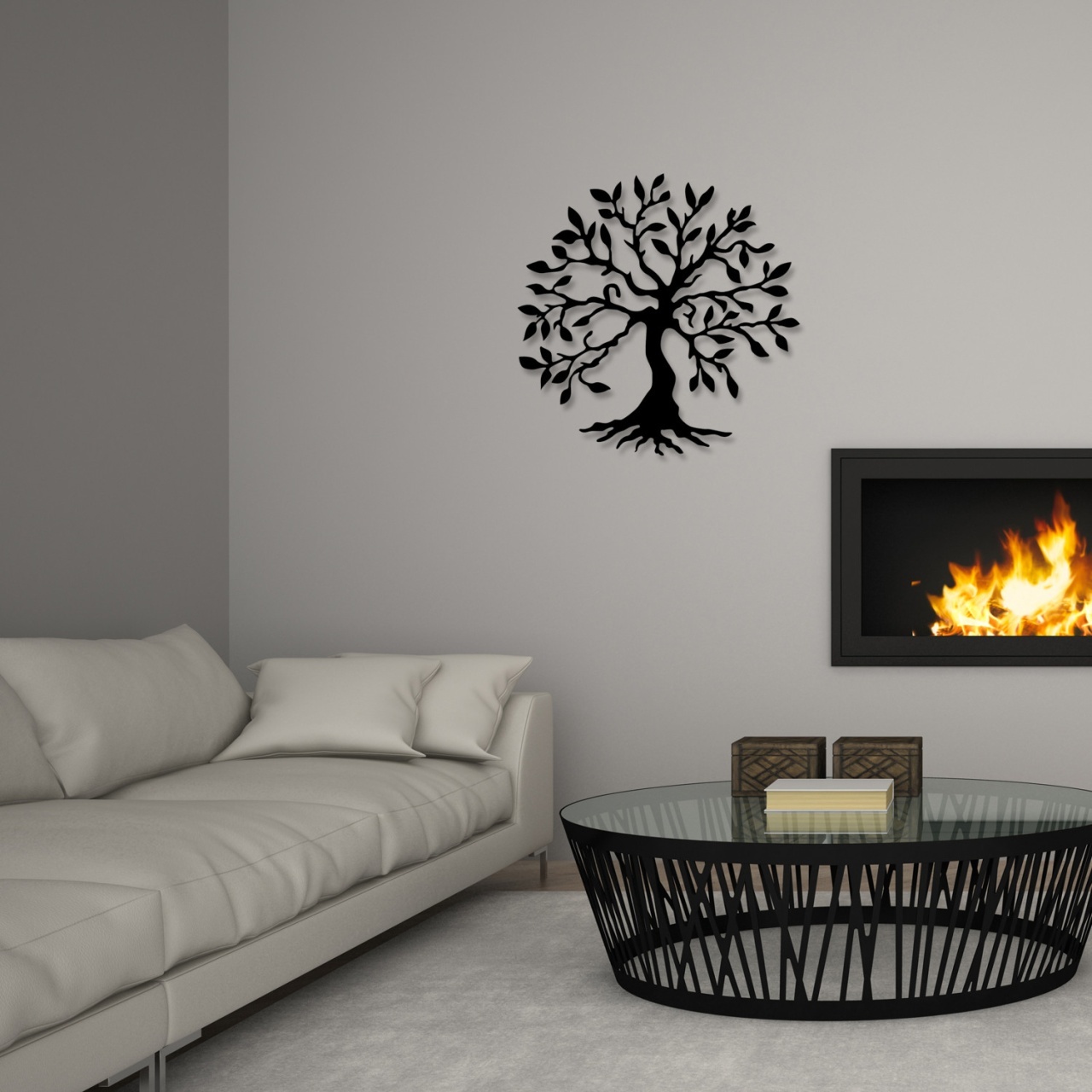 Tablou metalic Tree Negru 60x60 cm - 2 | YEO