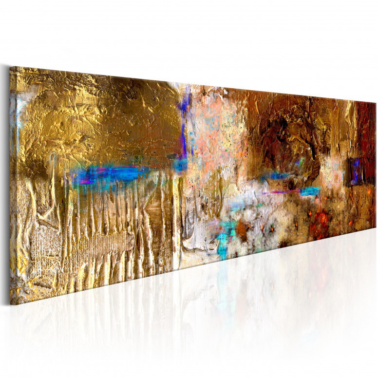 Tablou pictat manual - Golden Structure 120x40 cm