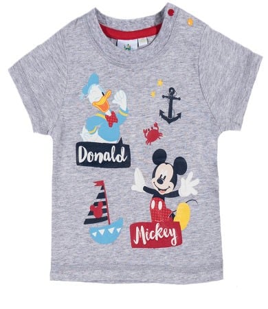 Tricou bebe gri cu maneca scurta Mickey Mouse