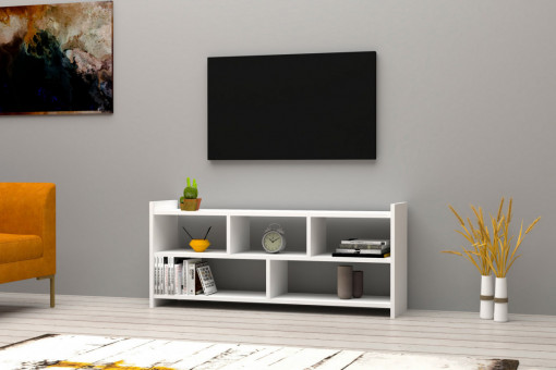 Comoda TV Salvador, Model Pera, 120x55x28 cm, Alb