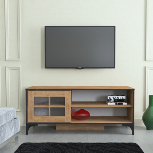 Comoda TV Salvador, Model Revival, 125x54x42 cm, Stejar