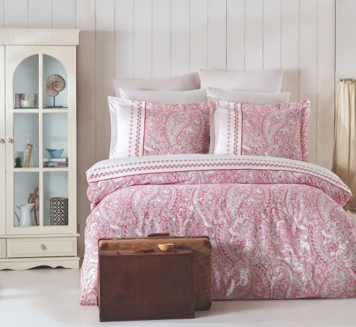 Lenjerie de pat 1 Persoana Model Paisley Pink