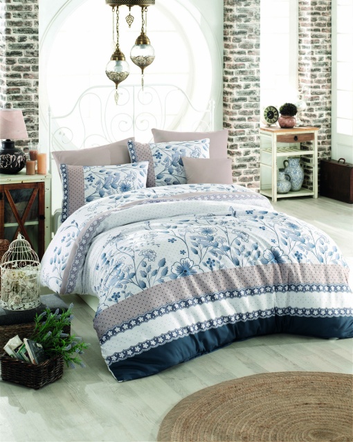 Lenjerie de pat 1 Persoana Model Sudenaz Blue