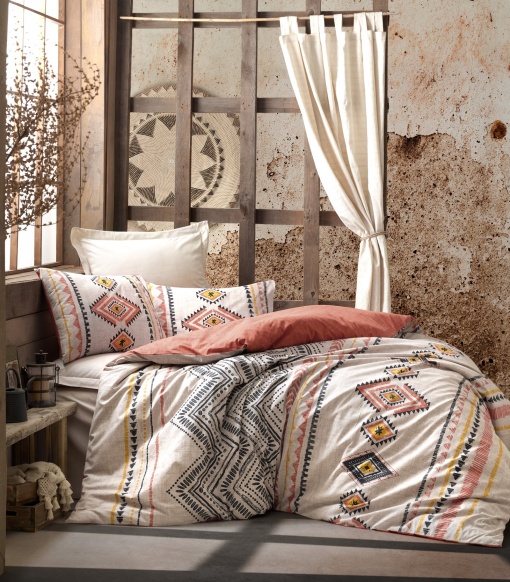 Lenjerie de pat dublu Model Felix Tile Red
