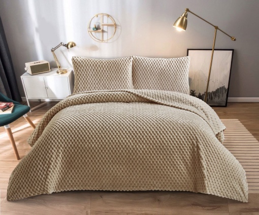 Set Cuvertura de pat 1 Persoana Model Dama Beige
