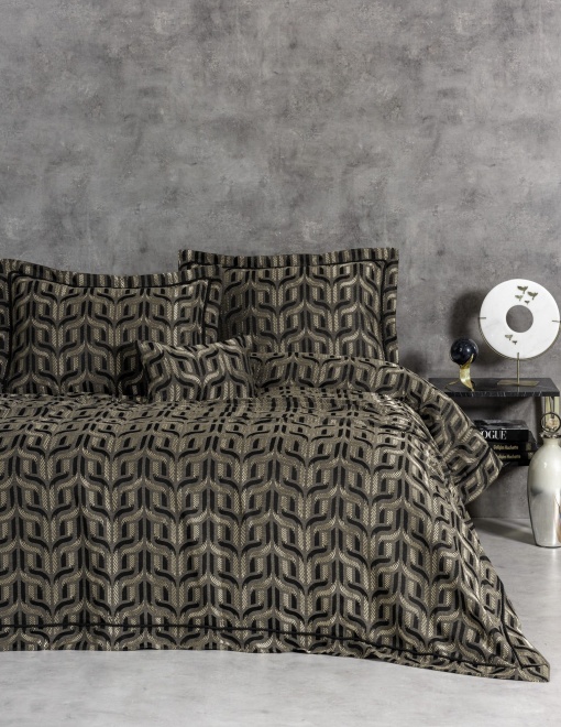 Set Cuvertura Pat Dublu Model Bertha Anthracite