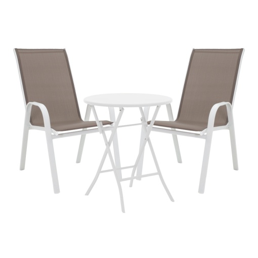 Set masă și scaune de exterior, 3 Piese, Model Albero-Calan, Alb, D60x70 cm