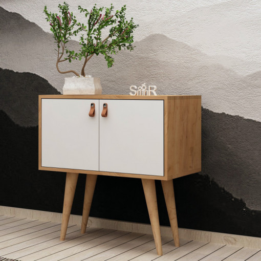 Comoda Model Rebecca, Stejar/Alb, 80x40x80 cm