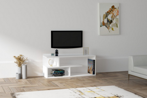 Comoda TV Salvador, Model Cafu, 100x40x29.6 cm, Alb