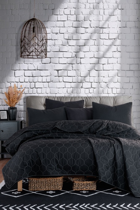 Cuvertura de pat 1 Persoana Model Solid Black
