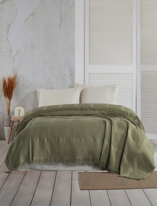 Cuvertura Pled pentru pat dublu Model Sirius Khaki