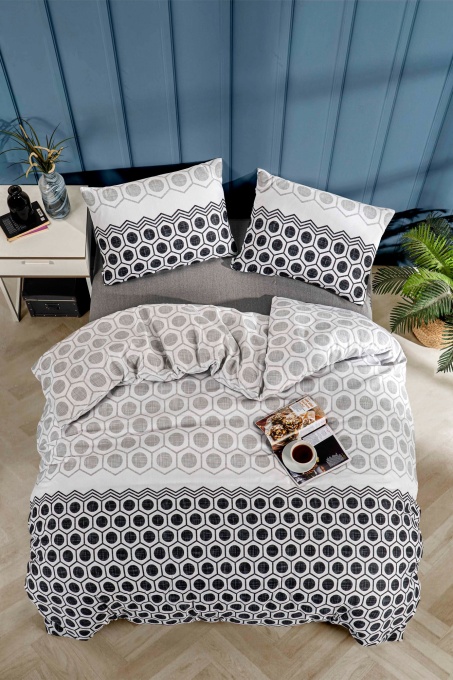 Lenjerie de pat 1 Persoana Model Geometric Fitted